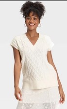 Women's Cable Sweater Vest - Universal Thread Cream XXL