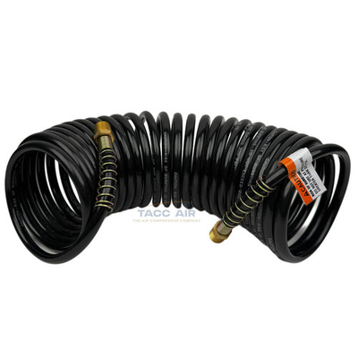 #ad 1 4 X 25 Ft Recoil Air Hose Coiled Black Nylon 200 PSI Spring Durable Ends $10.97