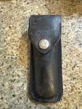 VINTAGE Buck 110 USA  Black Leather Sheath FOLDING hunter Lockback 5 INCH S36