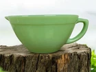 Vintage Fire King Green Jadeite Oven Ware Mixing Batter Bowl W Spout & Handle