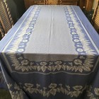 Jacquard Francais Blue Floral Tablecloth Primrose Border Made in France