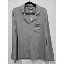 SKIMS Soft Lounge Rib Sleep Heather Gray Long Sleeve Pajama Top Size S