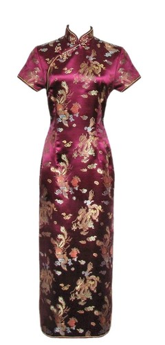 Jin Yuan Beautiful Magenta Dragon Chinese Embroidered Maxi Tunic XXL - 第 1/11 張圖片