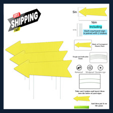 Yellow Arrow Yard Signs with Stakes 16x5 Inches Directional Signage for Weddings