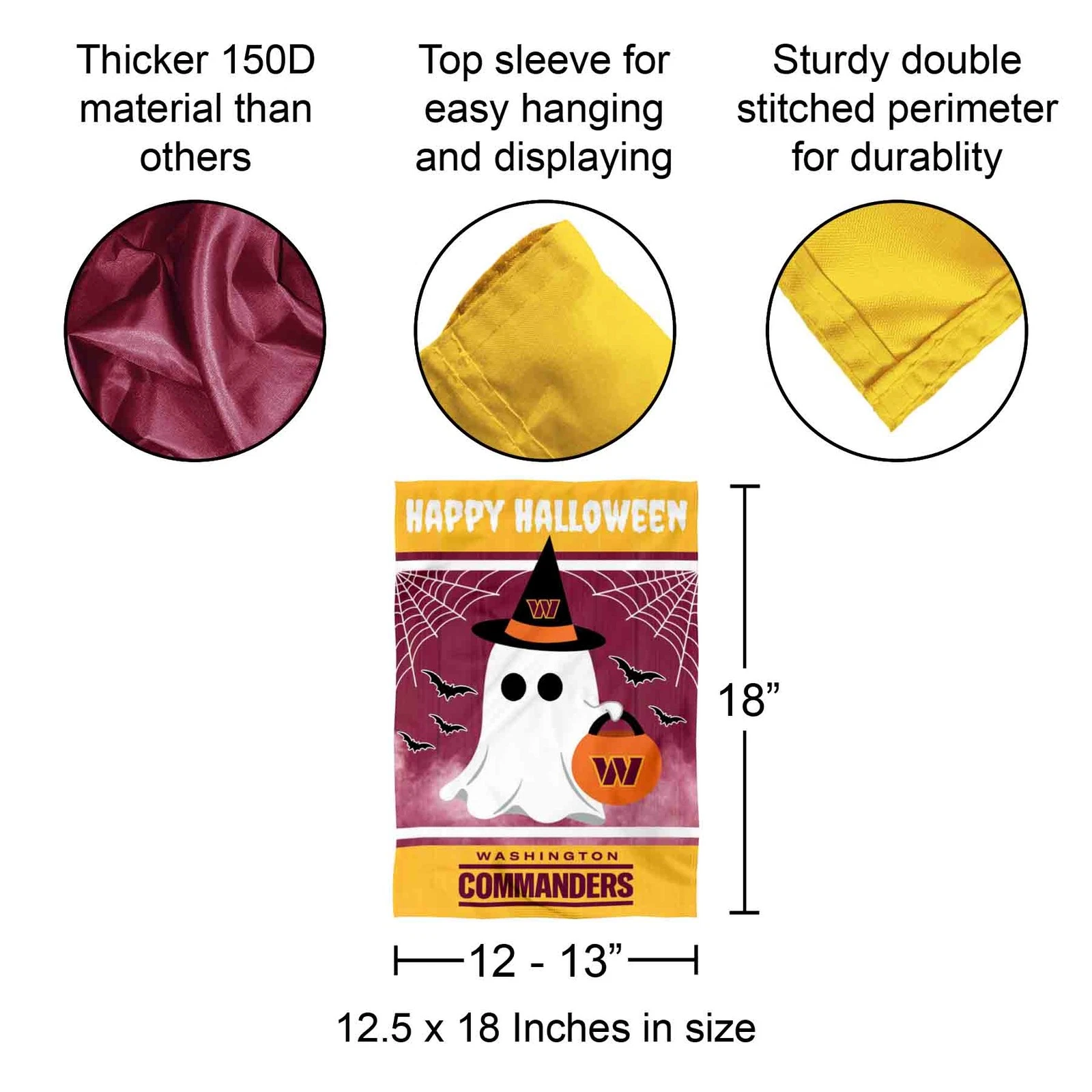 Washington Commanders Happy Halloween Garden Yard Banner Flag