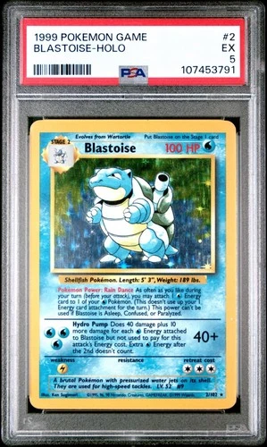 1999 Pokemon Base Set Unlimited #2 Blastoise-Holo PSA 5