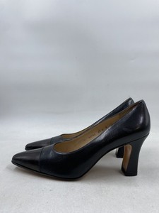 Salvatore Ferragamo Black Leather Pumps Heel W 9