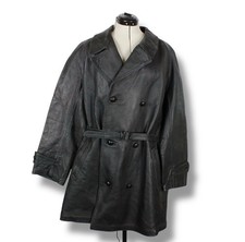 Vintage 1940s Leather Car Coat Mens XL Black ...