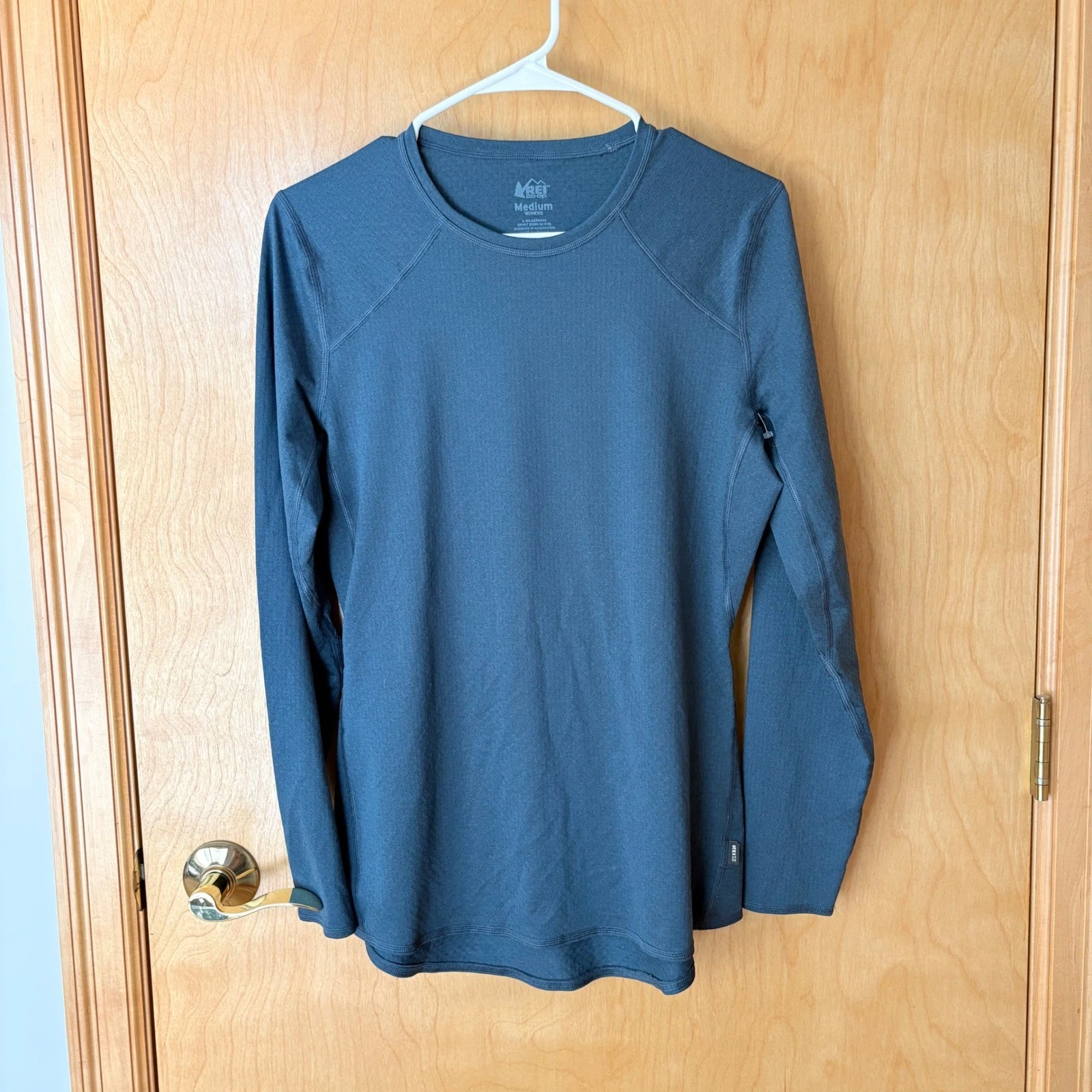 REI Co-op Long Sleeve Top Womens Medium Blue Grey Performance Base Layer 154847