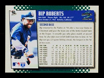 1995 Score #40 Bip Roberts Platinum Team Sets San Diego Padres - Image 2 of 2