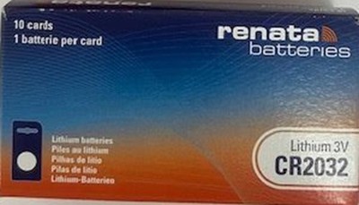 100 (Ten boxes of 10 each)  Renata CR2032 3V Lithium Coin Cells - EXP. 04/2032