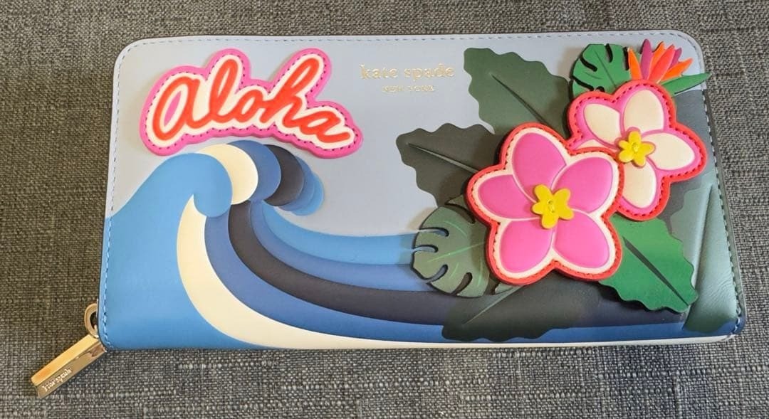Rare Kate Spade Hawaii Hibiscus Print Zip-Around Long Wallet From Japan Unused