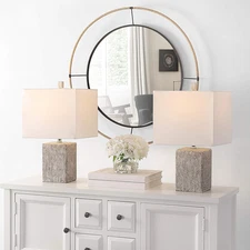 Lighting Collection Jaxon Modern Farmhouse Grey Ceramic 21-Inch Bedroom Living R