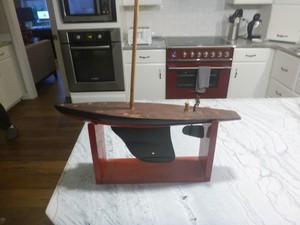 Wooden model sailboat - marked Challenger