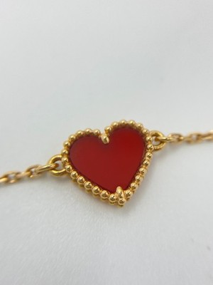 Authentic Van Cleef & Arpels Bracelet Sweet Hearts Carnelian Rose Gold