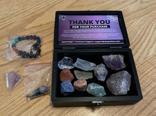 Otiem Chakra Cristales Piedras Curativas Kit En Caja De Madera 2 Cristales Pulsera Nuevo