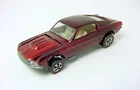 1960s MATTEL HOT WHEELS REDLINE CUSTOM MUSTANG METALLIC RED w WHITE INTERIOR US