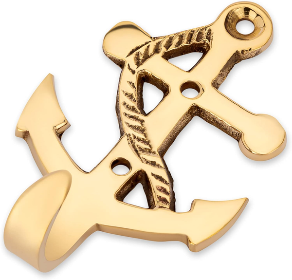 Maritim Haken 4X7Cm Aus Messing Gold Wandhaken TüRhaken Kleiderhaken 11599-image