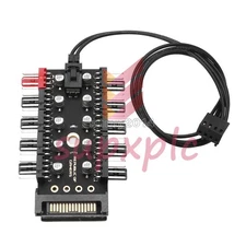 SATA 1 to 10 way cooling fan hub splitter 12V 4-Pin PWM Adapter Speed Controller