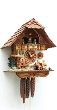 Cuckoo Clock Black forest house, turning mill-wheel RH 2412 NEW