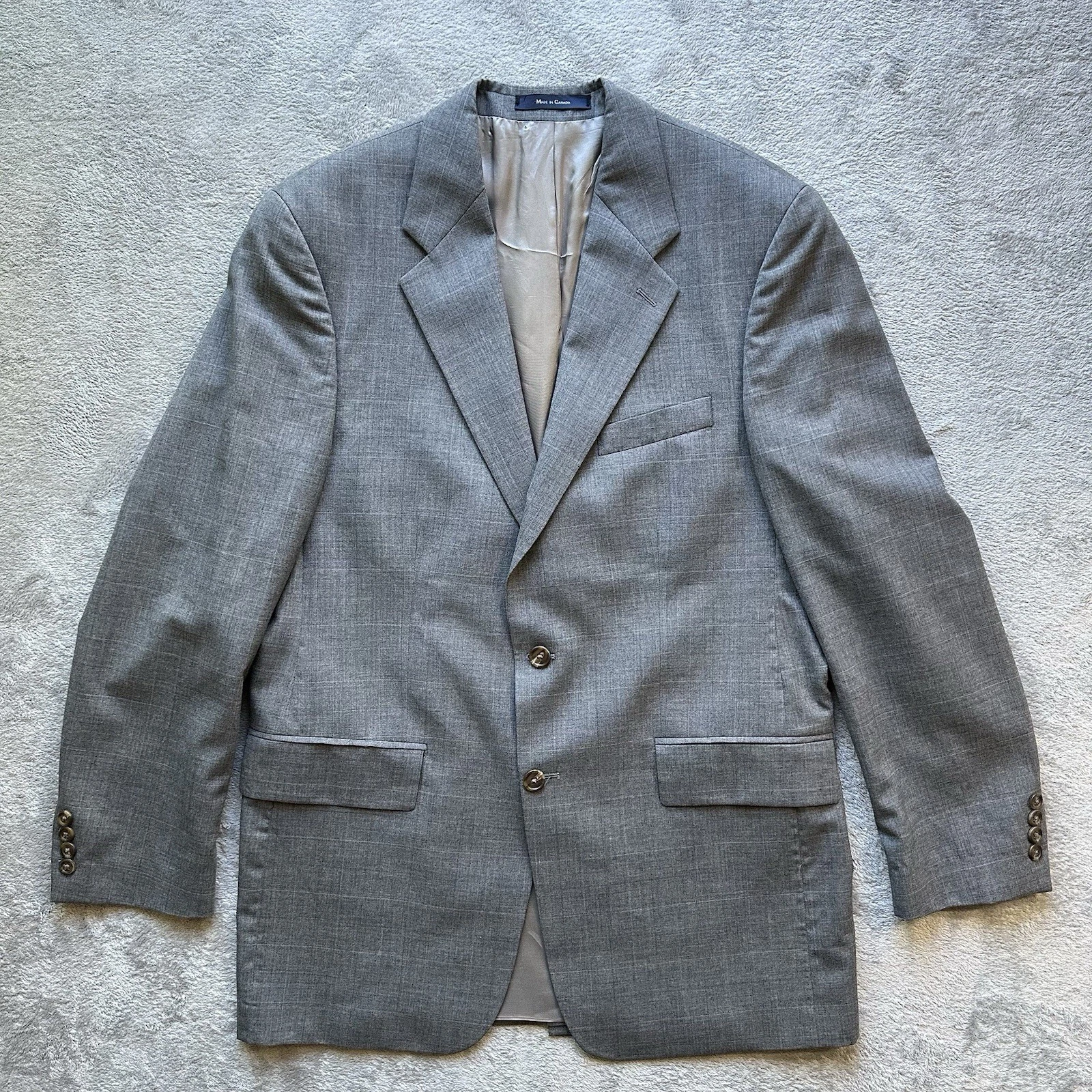 VTG Chaps Ralph Lauren 41T Gray Wool Blazer Sport Coat Made Canada Classic Suit