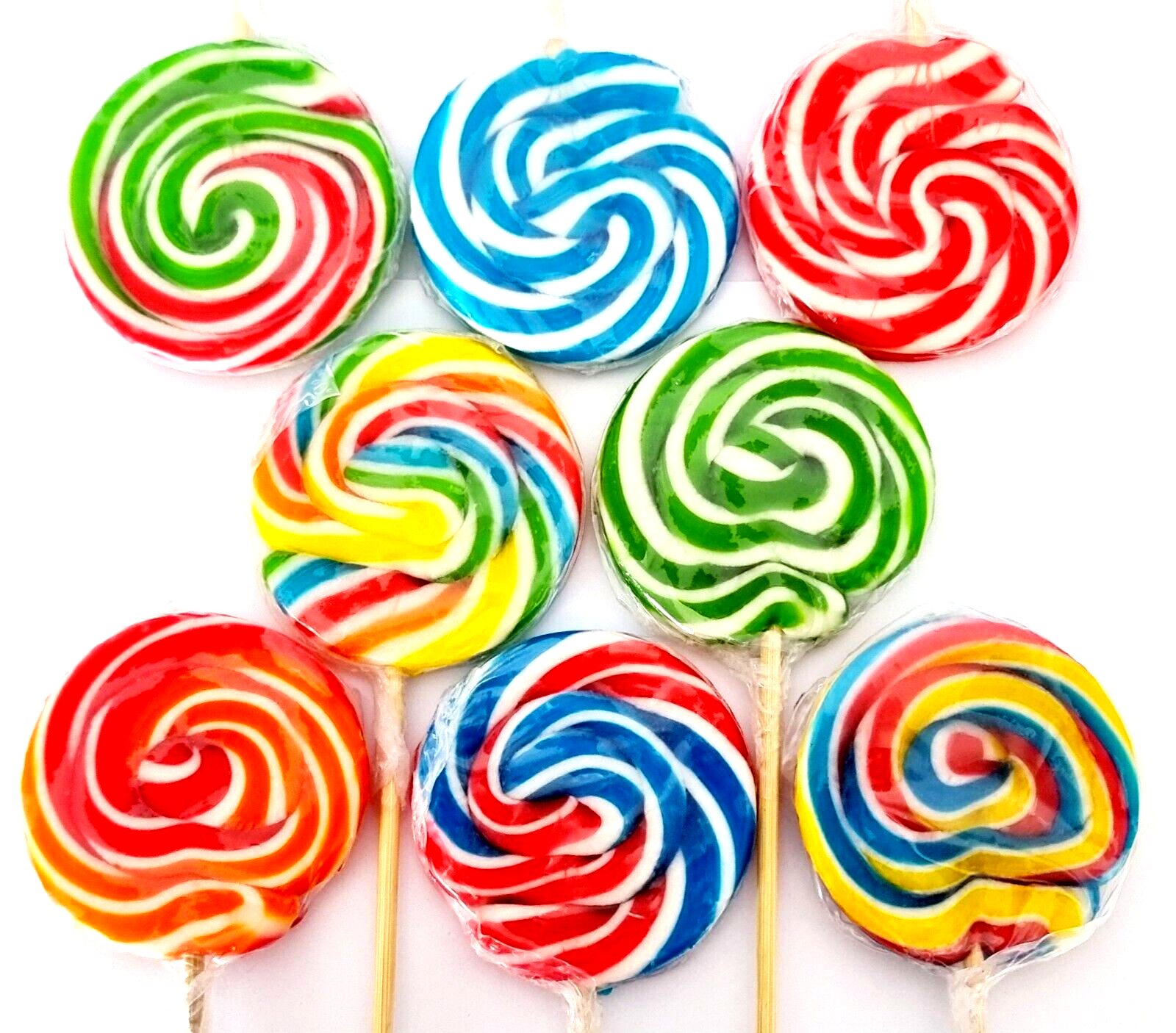 LOLLIPOPS 50 x 30g RAINBOW SWIRLY LOLLIES KIDS XMAS PARTY BAGS CAKE TOPPER  HALAL