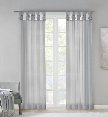 Madison Park Ceres 50”x 84” Twist Tab Window Curtain Panels in Light Gray NEW - Picture 5 of 5