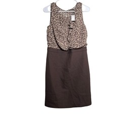 Loft Dress Women's 8 Cheetah Career Sheath Sleeveless Animal Print Open Back NWT