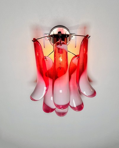 Pair of Vintage Italian Murano wall lights in the manner of Mazzega - red glass - Picture 15 of 16