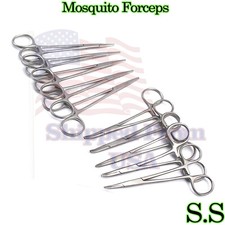 10 pcs Mosquito Hemostat Locking Forceps 3.5" Curved  Straight Stainless Steel
