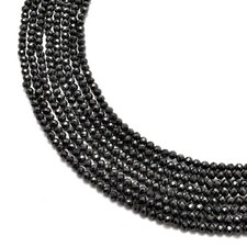 Natural Back Spinel Gemstone Faceted Round Beads 12.5" Strand