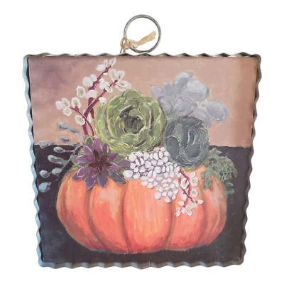 Orange Pumpkin with Succulents Mini Print from The Round Top Collection 6x6 NWT