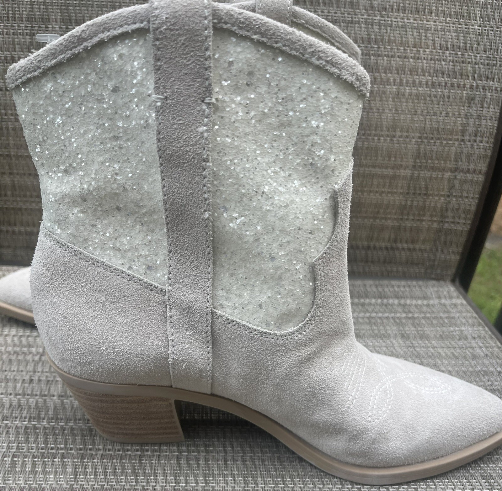 Dolce Vita Sonya Glitter Ivory Suede Boots Women Size