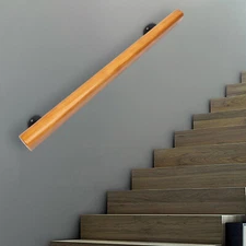 Modern Wood Handrail 3 FT Stair Railing Wall-mounted Hand Rail for Indoor New