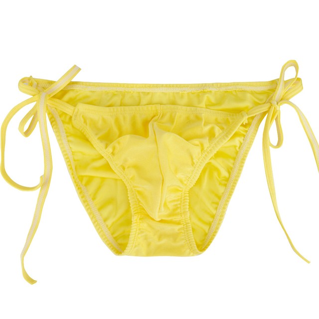 Mens Silky Smooth Briefs Lingerie Bikini Thong Tie Side String Lace Up