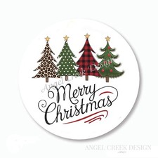 Merry Christmas Trees Labels Scrapbook Stickers Envelope Seals Party Favors