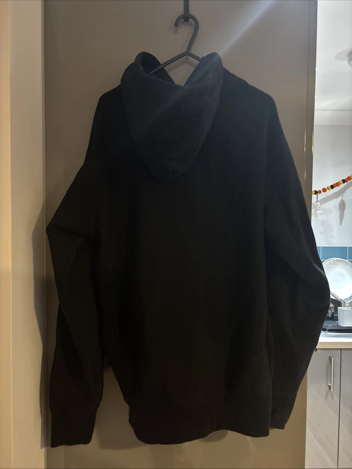 Felpa con cappuccio Supreme Box Logo Nero Verde Neon Taglia Medium