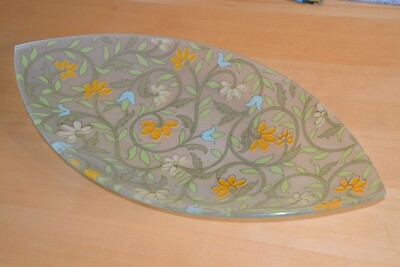 Selten Rosenthal Glasschale Blumendekor oval Studio Line Obstschale Gemüseschale