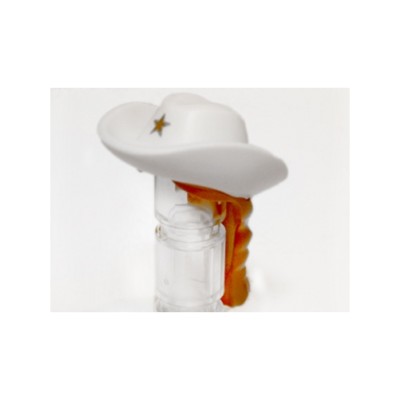 LEGO - Minifig, Hair / Hat Combo - Cowboy w/ Star & Hair in Braid Pattern 