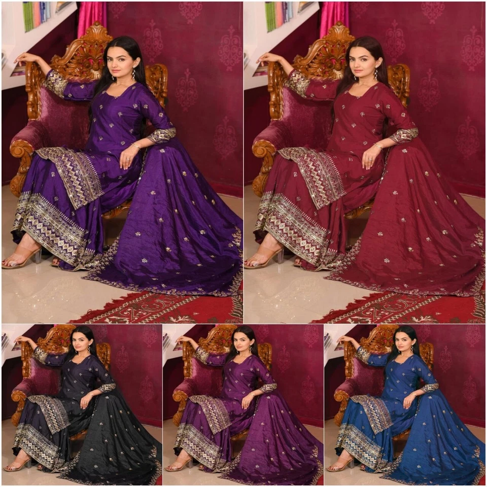 Indien Pakistan Salwar Kameez Fertig Zum Tragen Anzug Hochzeit Party Bollywood - Bild 1 von 1