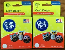 LOT OF 2 - GLUE DOTS 1/2 DOT ADHESIVES 1 ROLL IN EACH PACKAGE - 2 ROLLS TOTAL