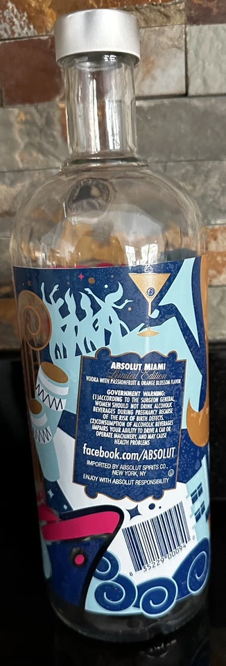 🎄RARE ABSOLUT Miami 1L Passionfruit Vodka Limited Edition bottle Empty - Image 3 of 4