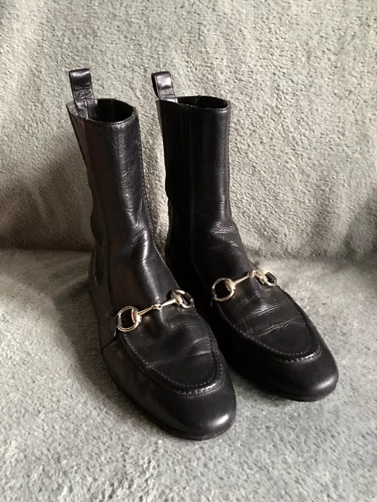 Bottes cheville GUCCI Jordaan en cuir noir hiboux UE 38,5