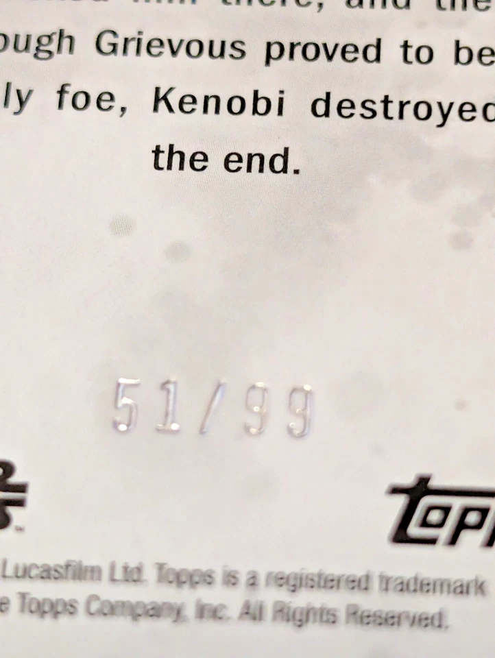 2022 Star Wars Masterwork General Grievous /99 Green 51/99 card #59 - Image 3 of 3