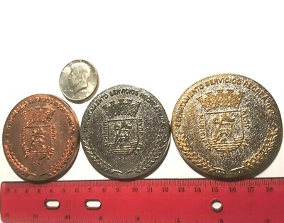 3 MEDALLA  2.5'' SAN JUAN RECREACION Y DEPORTE BRONCE PLATA ORO 1980 PUERTO RICO