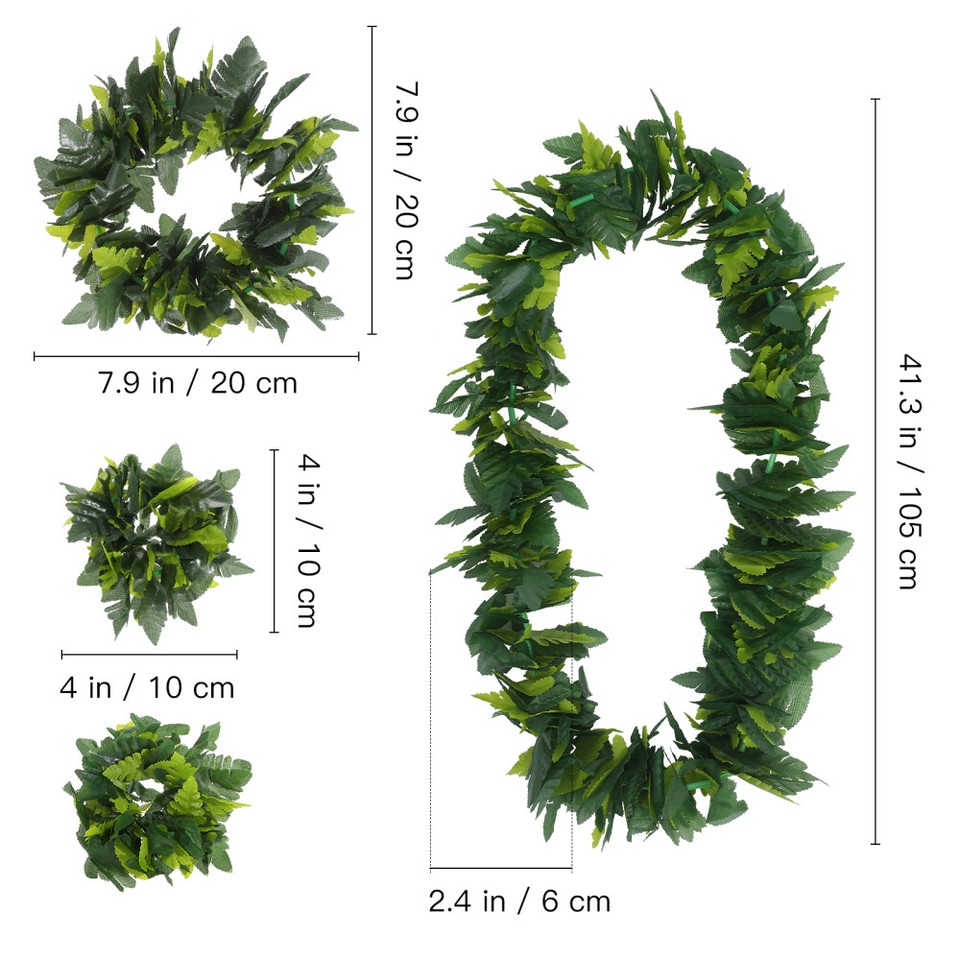 4 Pcs Hula Neck Garland Green Hawaiian Bracelet Necklace Headbands eBay