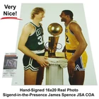 Larry Bird Boston Celtics Hand-Signed 16x20 Real Photo w/ Magic Johnson JSA COA
