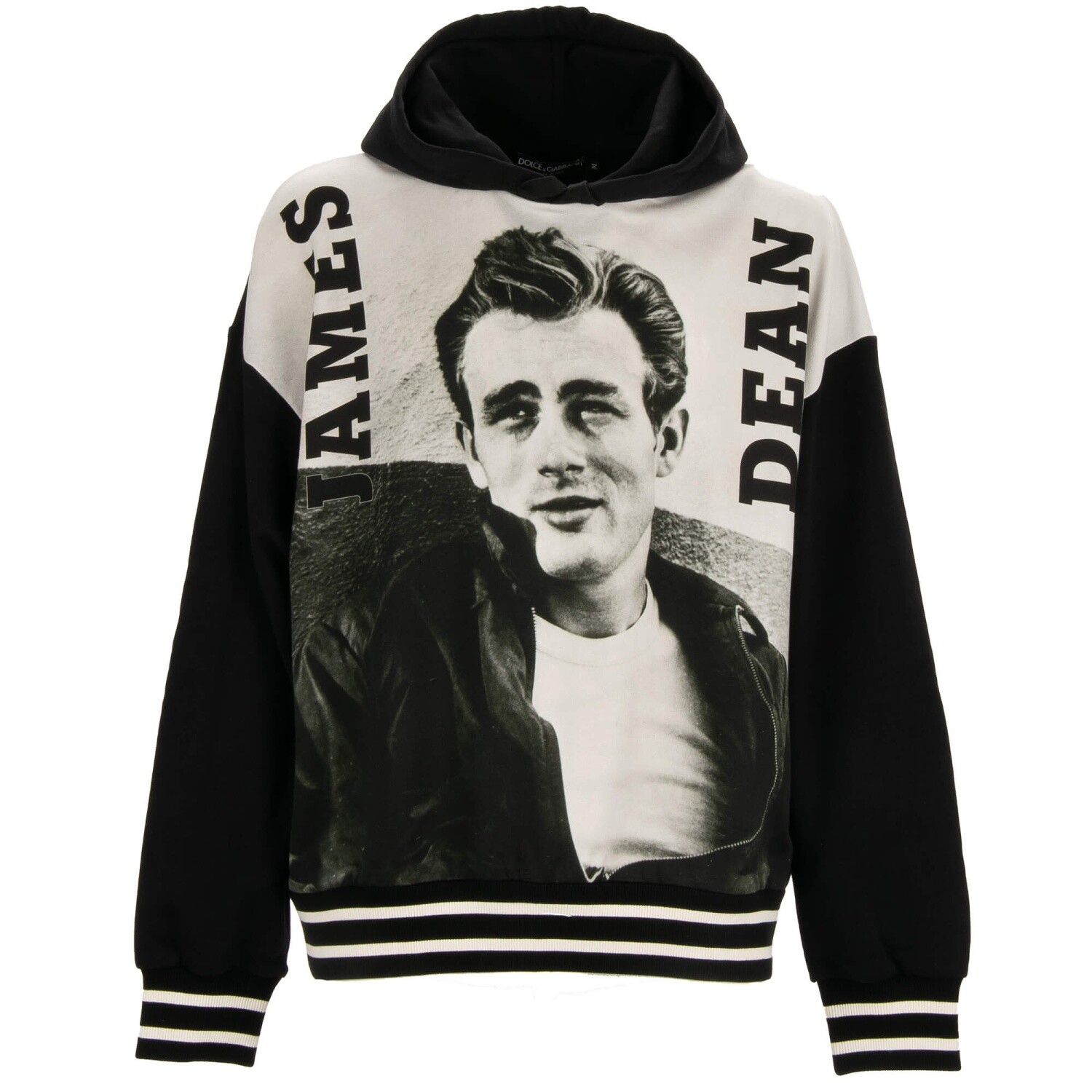 DOLCE & GABBANA James Dean Oversized Hoodie Sweater Black White M L