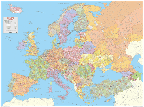 Europa Postleitzahlen Karte, Plakat europäischer Postleitzahlen - Bild 1 von 6