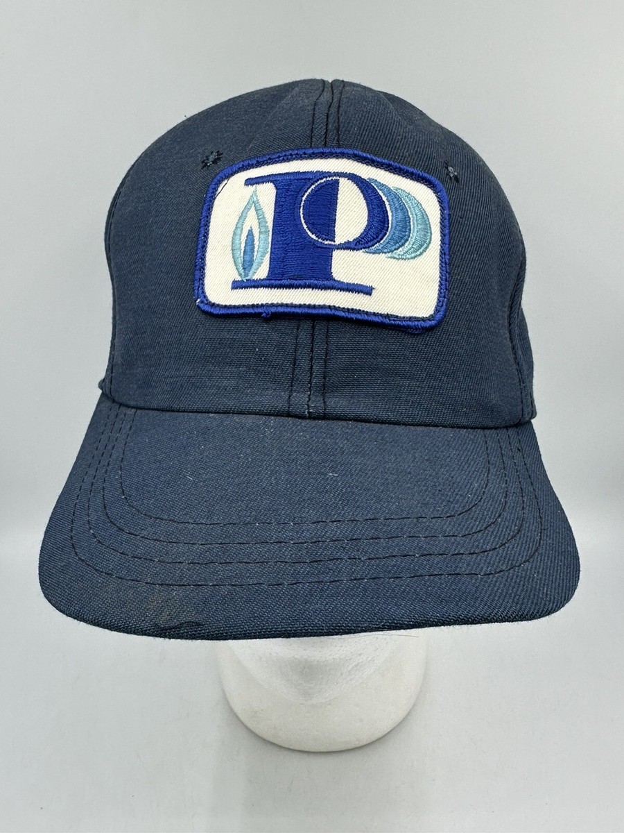 Vintage Crowell Trucker Hat Snapback Natural Gas Patch USA Made Blue View 2